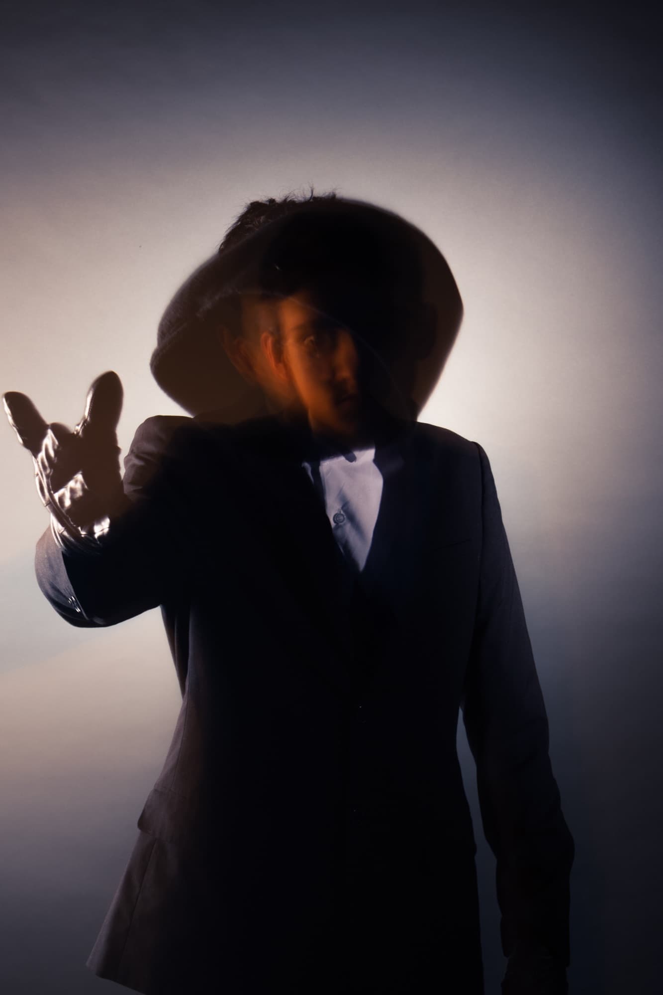 A portrait in motion, a backlit silhouette